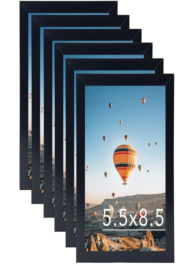 JCJMY مجموعة إطارات صور JCJMY مقاس 5.5 × 8.5 بوصة، 6 قطع، لون أسود، للتعليق على الحائط أو وضعها على الطاولة، يمكن تثبيتها أفقيًا أو رأسيًا، إطار صور جداري مقاس 5.5 × 8.5 بوصة مصنوع من زجاج شبكي مقاوم للكسر، عبوة من 6 قطع، لون أسود - Image 1